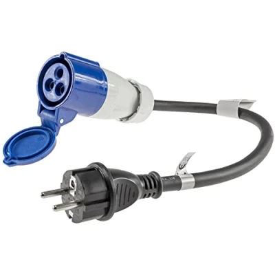 Imagen de ChiliTec Cable Adaptador CEE de 35 m (Conector Macho a Toma Tierra, protección IP44 contra Salpicaduras Agua, 230 V/16 A, 3 Pines, para Camping, Barcos, caravanas