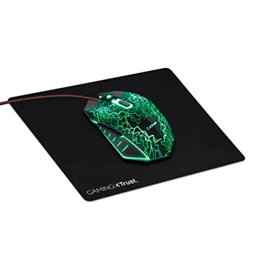 Imagen de Trust Gaming GXT 783X Izza Ratón y Alfombrilla de Ratón, 800 4000 PPP, Iluminación LED, 6 Botones, Cable USB 1.8m, Mouse Pad con Base Antideslizante, para Ordenador Portátil, PC