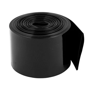 Imagen de sourcing map Tubo Termorretráctil PVC de 30 mm Ancho Plano 22 m Longitud Negro para Batería 18650