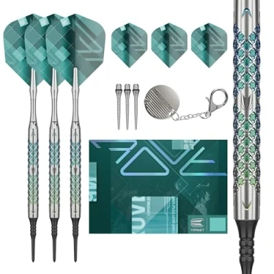 Imagen de Target Darts Rove Dardos Punta Blanda, Juego de 90% Tungsteno, Cañón 10 20G Verdes y Plateados, con Puntas Pixel, Electrónicos, Blanda