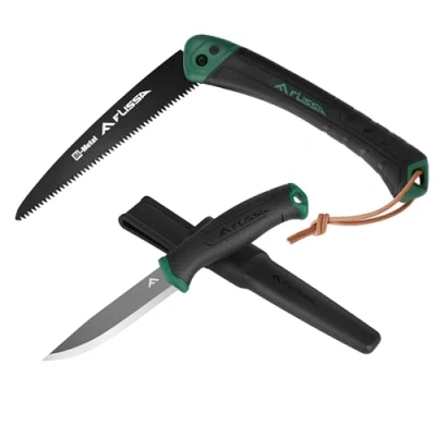 Imagen de FLISSA Juego de Sierra Plegable y Navaja, Podar Plegable, Navaja con Funda, Serrucho Poda, Acampada Marcha para Aire libre, Jardinería