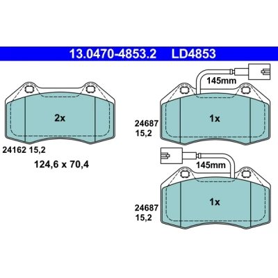 Imagen de ATE Ceramic 13.0470 4853.2 Juego de pastillas freno con contacto avisador desgaste ABARTH: Punto Evo, 500 / 595 695 Hatchback