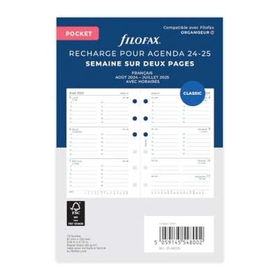 Imagen de Filofax Pocket FRENCH WEEK ON Two PAGES MID Year Aug 24 JUL 25