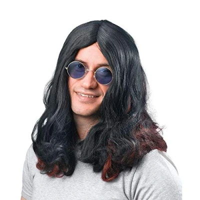 Imagen de Bristol Novelty Peluca de Ozzy Osbourne Mechas rojas y negras, multicolor (BW481)