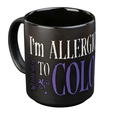 Imagen de Taza Miércoles Addams, Soy alérgico al color desayuno cerámica 350ml te café Regalos originales Wednesday, Tazas de