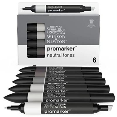 Imagen de Winsor &amp; Newton Set de Rotuladores ProMarker, 6 Unidades, Tonos Neutros