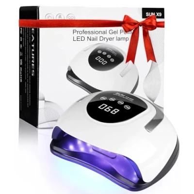 Imagen de 220W Lampara Uñas Semipermanentes, 10/30/60/99S Temporizador UV LED con Mango, Pantalla LCD de Sensor Automático para Manicura/Pedicura