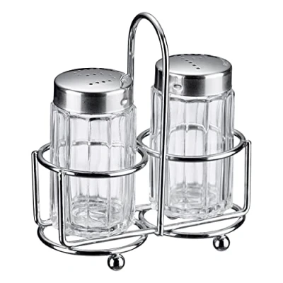 Imagen de Westmark Menage 63112260 Salero y pimentero (3 piezas, 50 ml, cristal/acero inoxidable), color transparente plateado