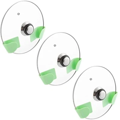 Imagen de InnovaGoods® Organizador cocina Smarack, Soporte Tapa de pack 3 unidades, rejilla autoadhesiva para Olla, tapas cocina, adhesión fuerte fácil instalar gris y verde