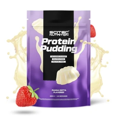 Imagen de Pudín proteico Scitec Nutrition Delicioso postre rico en proteínas Sin gluten aceite de palma Merienda perfecta o capricho para después comer, 400 g, Panna Cotta