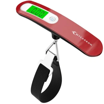 Imagen de MYCARBON Escala de Equipaje Digital 110 LB / 50 kg Capacidad Peso Maletas Báscula LCD Portátil Viaje (Rojo)