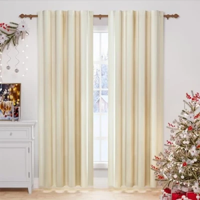 Imagen de WOLTU Cortinas Salon Opacas Aislantes 2 Piezas 140 x 270 cm Cortina Terciopelo Moderna Térmica Visillos para Habitacion Dormitorio Beige VH6071hsd