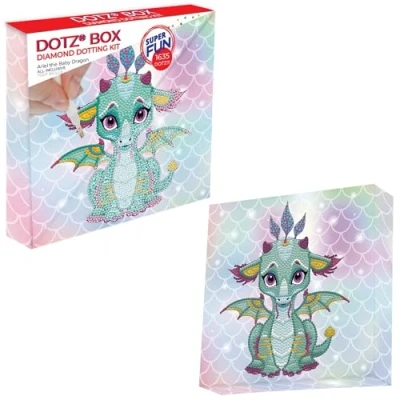 Imagen de Diamond DOTZ Box Painting con Marco. Cuadro de Diamantes 5D Ariel Dragón Bebé. Kit Completo Pintura 22 x Cm