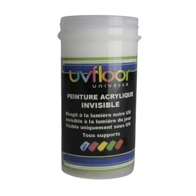 Imagen de UV Floor Pintura invisible azul neón Especial luz negra y ultra violeta 365 nm, fluido pigmentado 100 ml