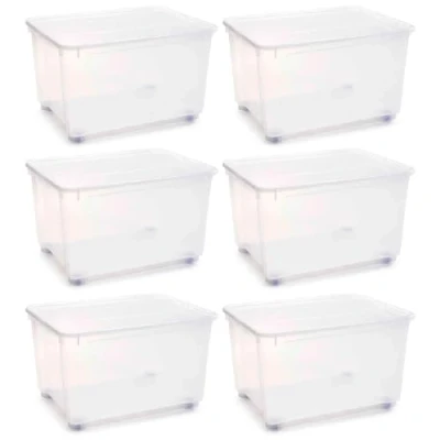 Imagen de AC Pack de 6 Cajas ordenación plástico Transparente Nº 19. Contenedor para almacenar Juguetes, Libros, Ropa, Mantas. Capacidad 150 litros. Dimensiones Aprox.: 48 x 79 60 cm