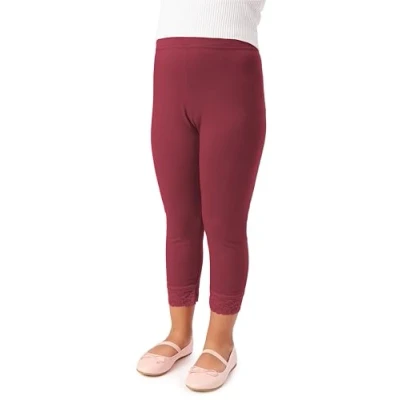 Imagen de Merry Style Leggins 3/4 para Niña Mallas capri de algodón Pantalones piratas con Encaje Niñas pantalón infantil MS10 228 (Burdeos, 152 cm)