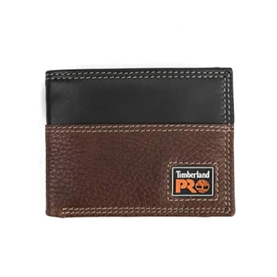 Imagen de Timberland PRO Cartera Plegable de Cuero Delgado RFID con Ventana Trasera para identificación Accesorio Viaje Billetera, Teca, Taille Unique Hombre