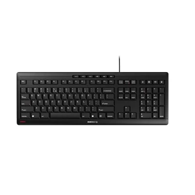 Imagen de CHERRY STREAM KEYBOARD, teclado con cable, distribución de UE (QWERTY), teclas silenciosas, experiencia tecleo única, diseño plano, negro