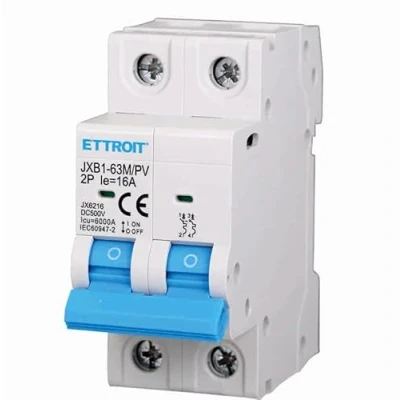 Imagen de ZOREI Interruptor magnetotérmico fotovoltaico, 2P DC 500 V 6 KA, ocupa 2 módulos DIN (16 A)