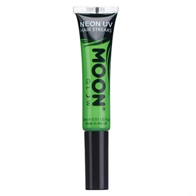 Imagen de Moon Glow Mechas de Color neón UV Máscara para el pelo Tinte temporal lavable brillante, brilla bajo la luz Verde intenso 15 ml (Paquete 1)
