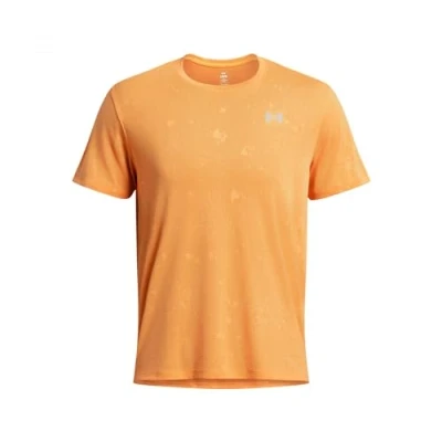 Imagen de Under Armour Launch Splatter Tee camiseta de manga corta para hombre, deporte ligera, color naranja nova/gris atómico/reflectante