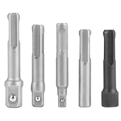 Imagen de Adaptador de llave zócalo, 3PC SDS Plus Zócalo acero 2 PC extensión hexagonal Accesorios herramientas eléctricas