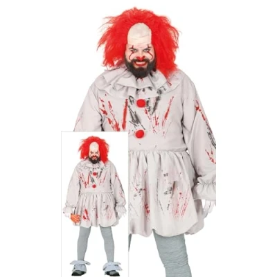 Imagen de FIESTAS GUIRCA Disfraz de Payaso Asesino para Hombre Terror Gris Disfraces Halloween Talla Adulto XL