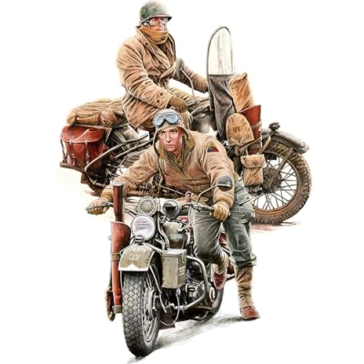 Imagen de MiniArt 35422 1:35 U.S. Soldados con motocicletas WLA Reproducción fiel a modelo, kit de construcción plástico, manualidades, aficiones, pegar, maqueta, montaje, sin barnizar