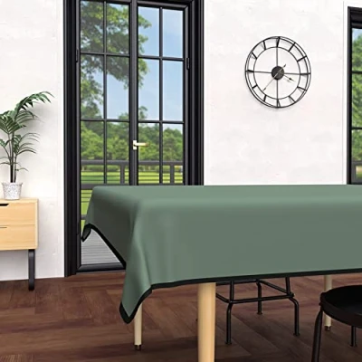 Imagen de Soleil d&#039;ocre Mantel Boheme Antimanchas de Microfibra Lavada, Rectangular, Verde (Kaki), 140 x 240 cm