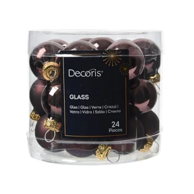 Imagen de Kaemingk bolas de Navidad cristal 2,5 cm, 24 unidades, mate y brillante, mini para árbol Navidad, decoración trufa negra