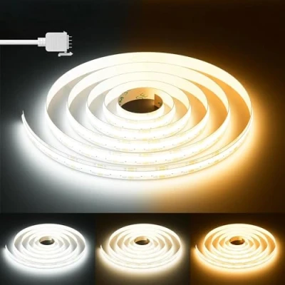 Imagen de PAUTIX Tira LED COB CCT 10M Regulable Blanco Cálido Frío 2700K 6500K,Tira 640LED/m 24V CRI90+ para Dormitorio Cocina Hogar Iluminación DIY (SOLO LED,Sin Fuente de Alimentación y Regulador)