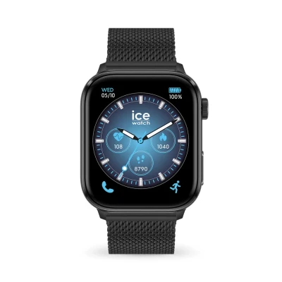 Imagen de ICE Watch smart 3.0 Black Milanese 1.78 AMOLED GPS Reloj conectado negro rectangular mixto con brazalete metálico 024300 (1.78 pulgadas)