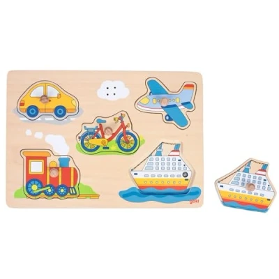 Imagen de GOKI 57519 Puzzles de maderaPuzzles maderaGOKIPuzzle Sonido, Medios Transporte, Multicolor (57519) , color/modelo surtido