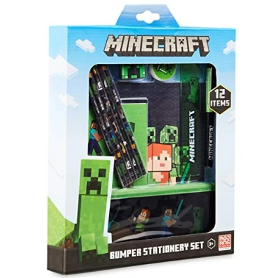 Imagen de Minecraft Set Papeleria para Niños, Incluye Estuche Escolar Cuaderno A5 Bloc de Notas Lapices Colores Boligrafo, Regalos Cumpleaños Niños Colegio