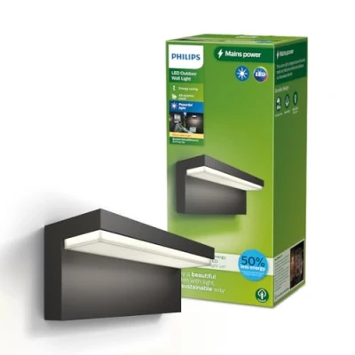 Imagen de Philips Lighting Aplique pared Exterior Ultraeficiente Bustan, 3.8W, 2700K, Antracita, resistente intemperie IP44