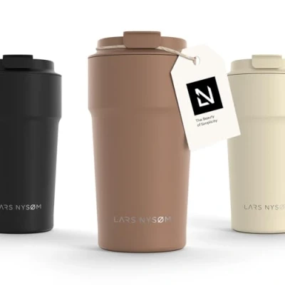 Imagen de LARS NYSØM Taza térmica café para llevar Termo de 0,5 litros con aislante Travel mug acero inoxidable a prueba fugas el y té (Mocha Brown, 500ml)