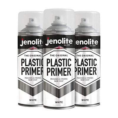 Imagen de JENOLITE Spray de plástico Blanco 3 x 400ml Imprimador duradero (ideal para muebles jardín plástico, macetas y otros plásticos duros)