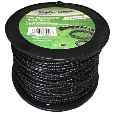Imagen de RIEGOLUX Hilo Desbrozadora, Nylon Helicoidal, Negro, 3.3 mm x 100 m, Desbrozadora para Disco de Cortacespede, Jardín y Exteriores