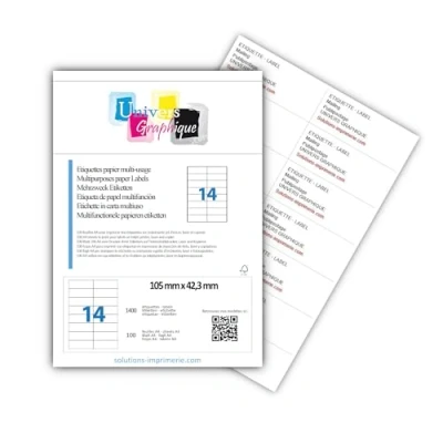 Imagen de 100 A4 hoja de etiquetas 14 autocollantee papel etiqueta adhesiva 105 x 42 mm para impresoras chorro tinta y láser