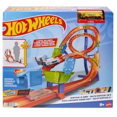 Imagen de Hot Wheels Action 8 Vertical Pista para Coches de Juguete con Lanzador, Incluye 1 vehículo, +5 años (Mattel HMB15)