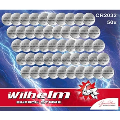Imagen de Wilhelm CR2032 Pilas de botón, 50 unidades, 3 V, CR 2032, producto industrial
