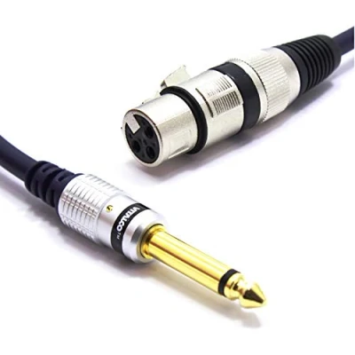 Imagen de VITALCO Cable de Micrófono XLR Hembra a Jack 6,3 TS 1,5M Conector 3 Pines 6,35 Mono Macho
