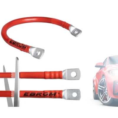 Imagen de EBROM FLY cable de batería para coche (25 mm², 25 a partir 30 cm hasta 10 m, con ojales/terminales M8/M10/M12 elegir: mm2 60 cm, terminales 2 x M8)