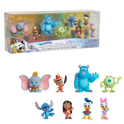 Imagen de Just Play Disney100 Years of Dynamic Duos Celebration Collection Paquete de figuras edición limitada 8 piezas, juguetes para niños a partir 3 años
