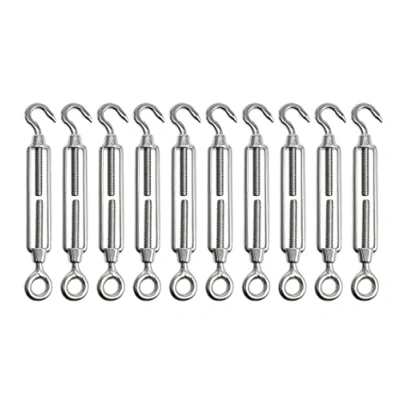 Imagen de 10pcs Tensor de alambre M4 Acero inoxidable 304 Gancho y ojo Cable Tensión Cuerda Apto para interior exterior