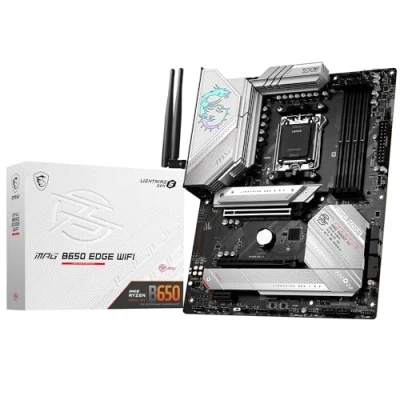 Imagen de MSI MPG B650 Edge Wi Fi 6E Placa Base ATX Compatible con los procesadores AMD Ryzen Serie 7000, VRM AM5 12 Duet Rail 80A, Memoria DDR5 Boost 6000+MHz/OC, 2 x PCIe 4.0 x16, M.2 Gen. 4