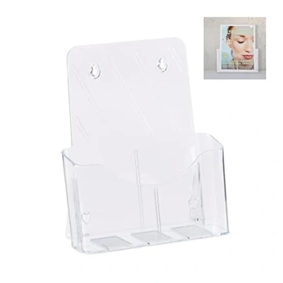 Imagen de relaxdays Expositor para folletos, A4 / DIN Largo, Mesa y Pared, Metacrilato, 27x24x10 cm, 1 Ud, Transparente