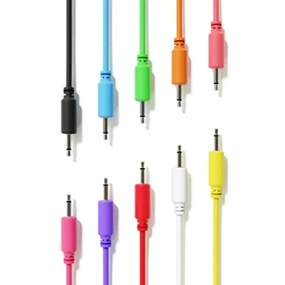 Imagen de ExcelValley 10 Pack Cables de Conexión Mono Modulares TS 3,5mm 1/8&quot; Eurorack Sintetizador [90 cm 36&quot;]