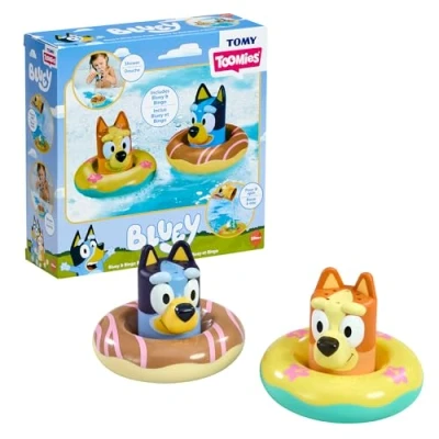 Imagen de Tomy Toomies Juguete de baño Bluey y Bingo en boya (2 unidades) boyas con ruedas agua Juguetes licencia oficial para niños a partir 18 meses