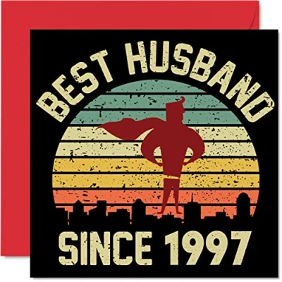 Imagen de Tarjeta de 27 aniversario para marido parte la esposa, mejor desde 1997, regalos amor, tarjetas feliz boda pareja, felicitación 145 mm x